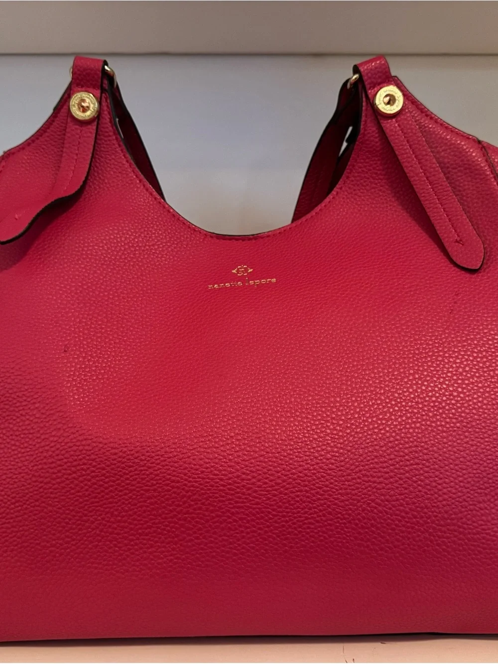 Nanette Lepore Fuchsia Pebbled Vegan Leather Shoulder Bag Tote